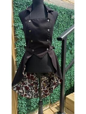 Woman's -Hot Topic- Snap Front, Split Back, Long Steampunk Vest, Size S